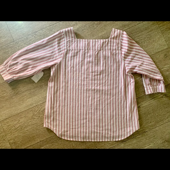 Time & Tru red stripe square neck top - Picture 2 of 3